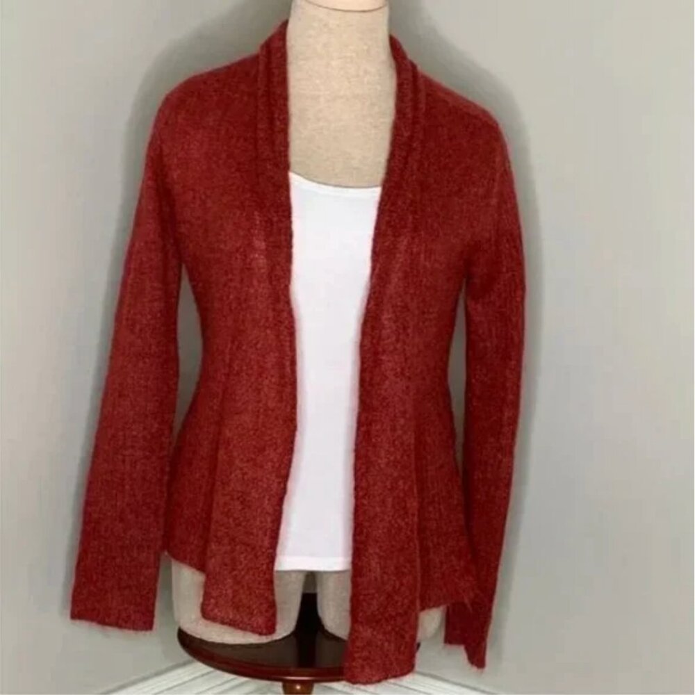 Eileen Fisher Women's Rust Mohair Wool Blend Open Front Cardigan Size XS